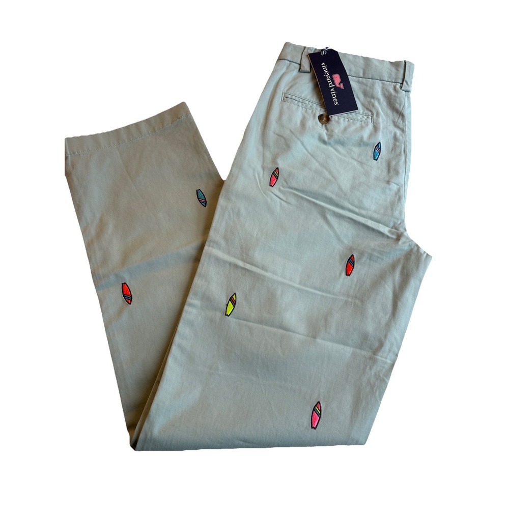 Vineyard Vines Breaker Pants Embroidered Neon Surfboards Aqua Sky Boy's 16